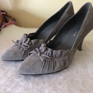 Grey suede pumps